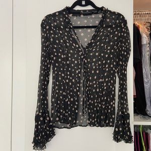 Inc silk polka dot bell sleeve blouse